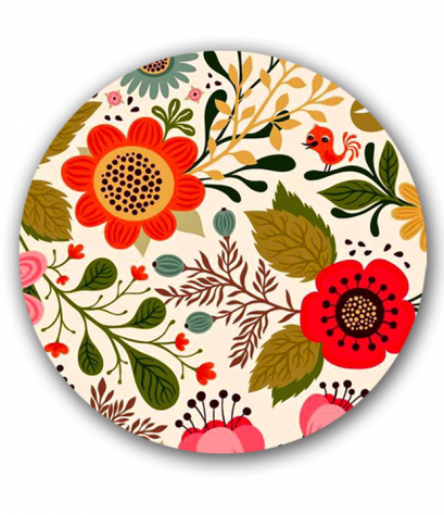 ที่รองแก้วทรงกลม Flora patter MDF Round coaster